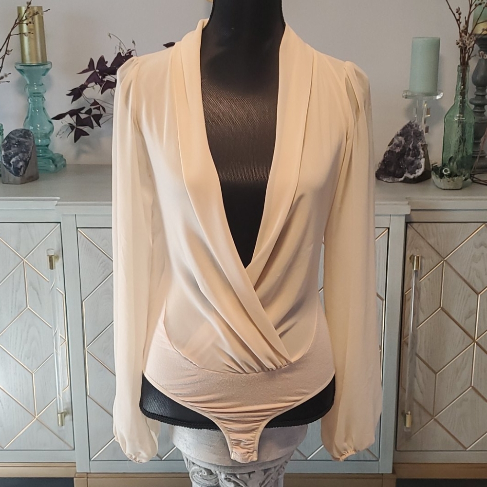 Foreign Exchange Sexy Sheer Cream Bodysuit - S